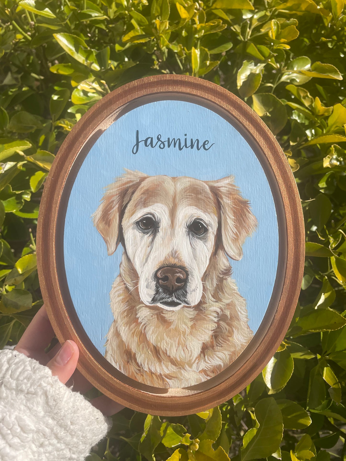 Pawtrait on Oval Wooden Panel with Pre-cut Border