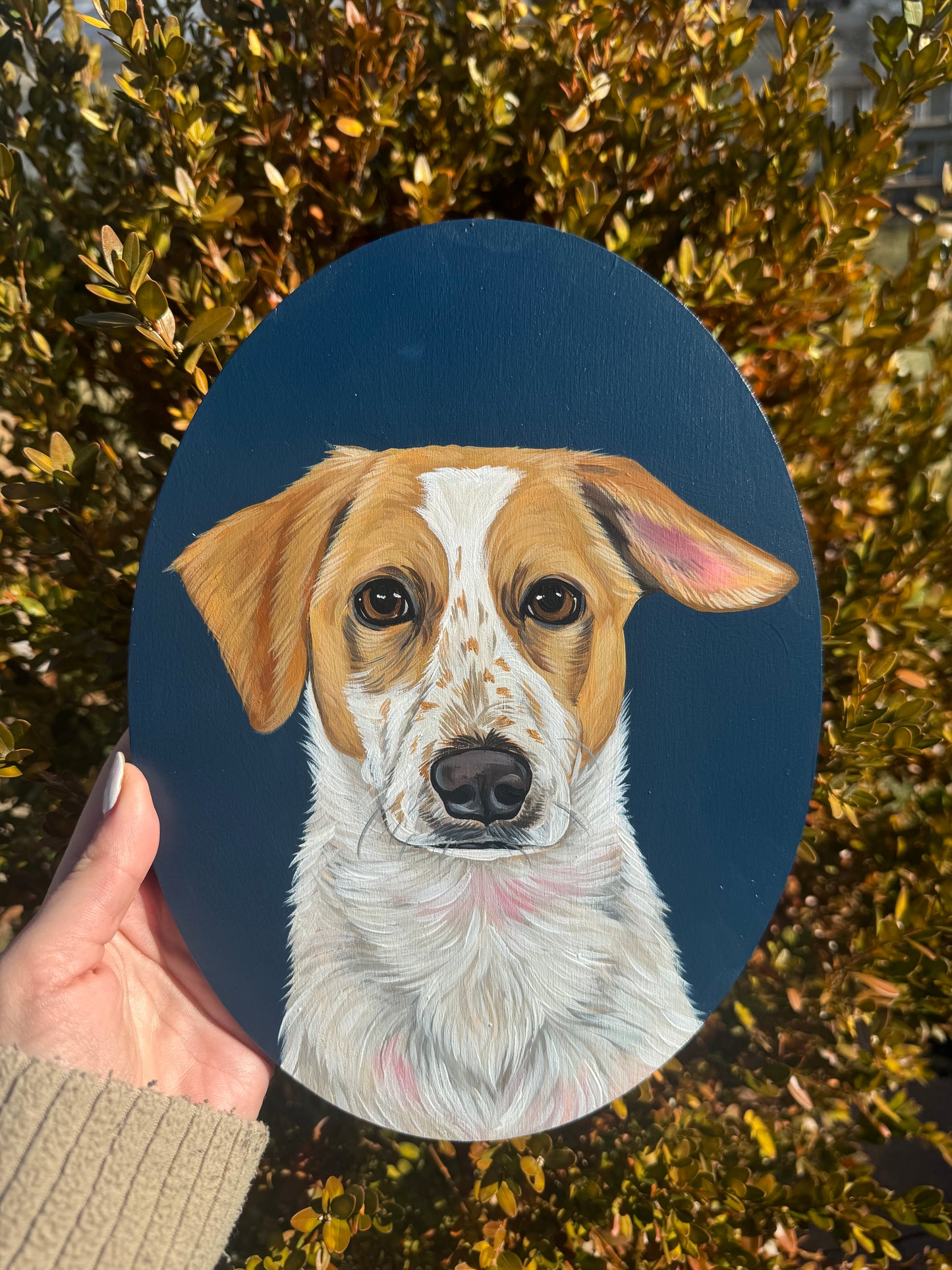 Pawtrait on Oval Wooden Panel