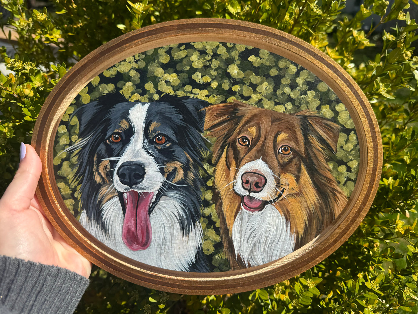 2 Pets On Oval Birch Panel