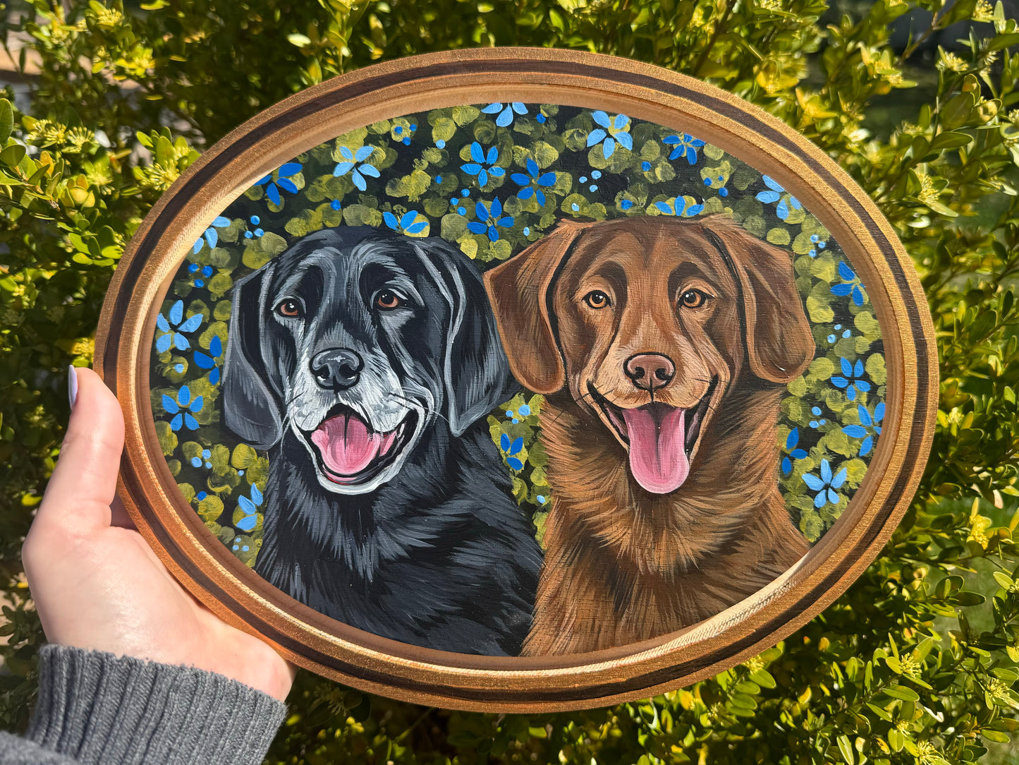 2 Pets On Oval Birch Panel