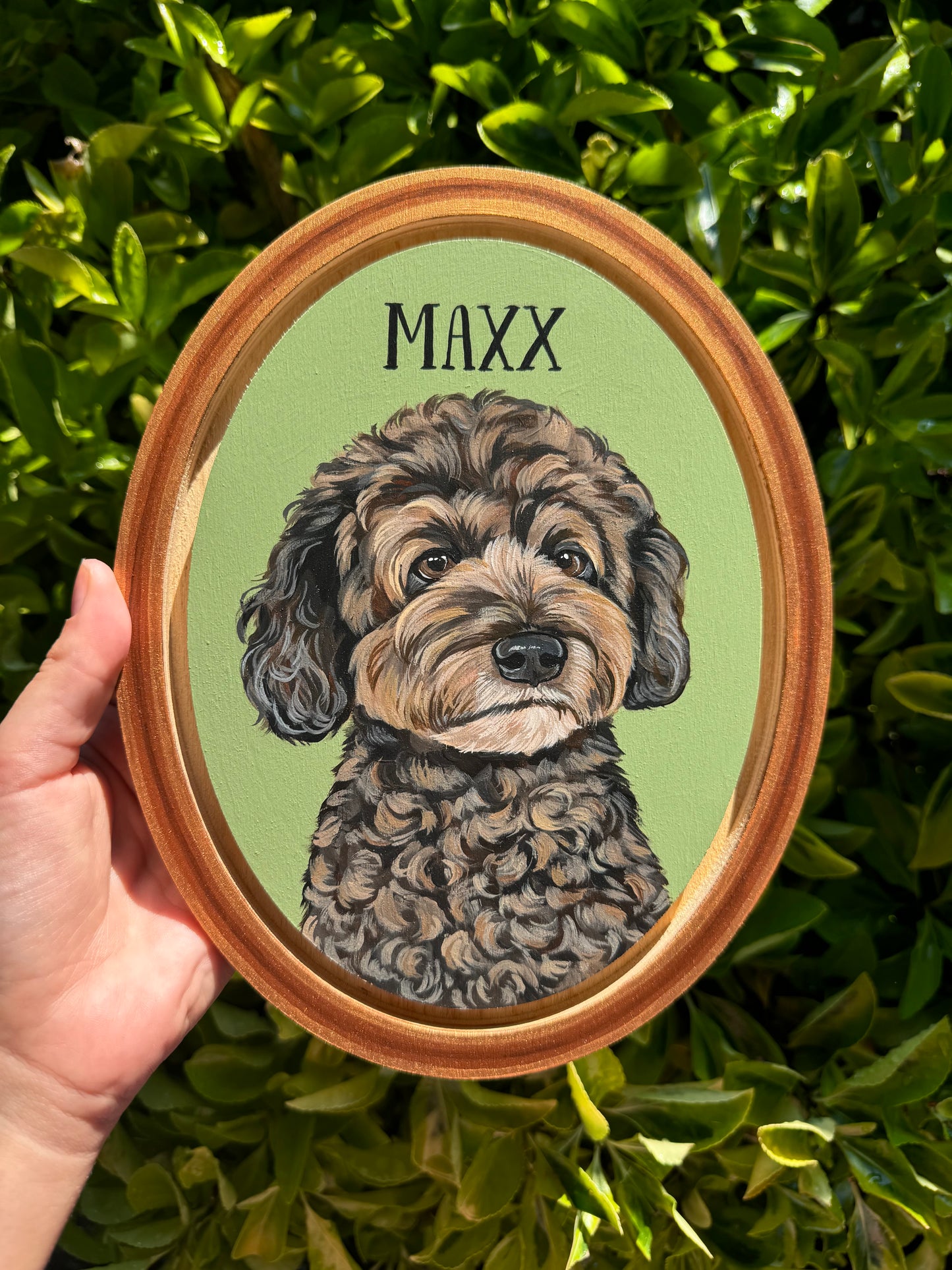 Pawtrait on Oval Wooden Panel with Pre-cut Border