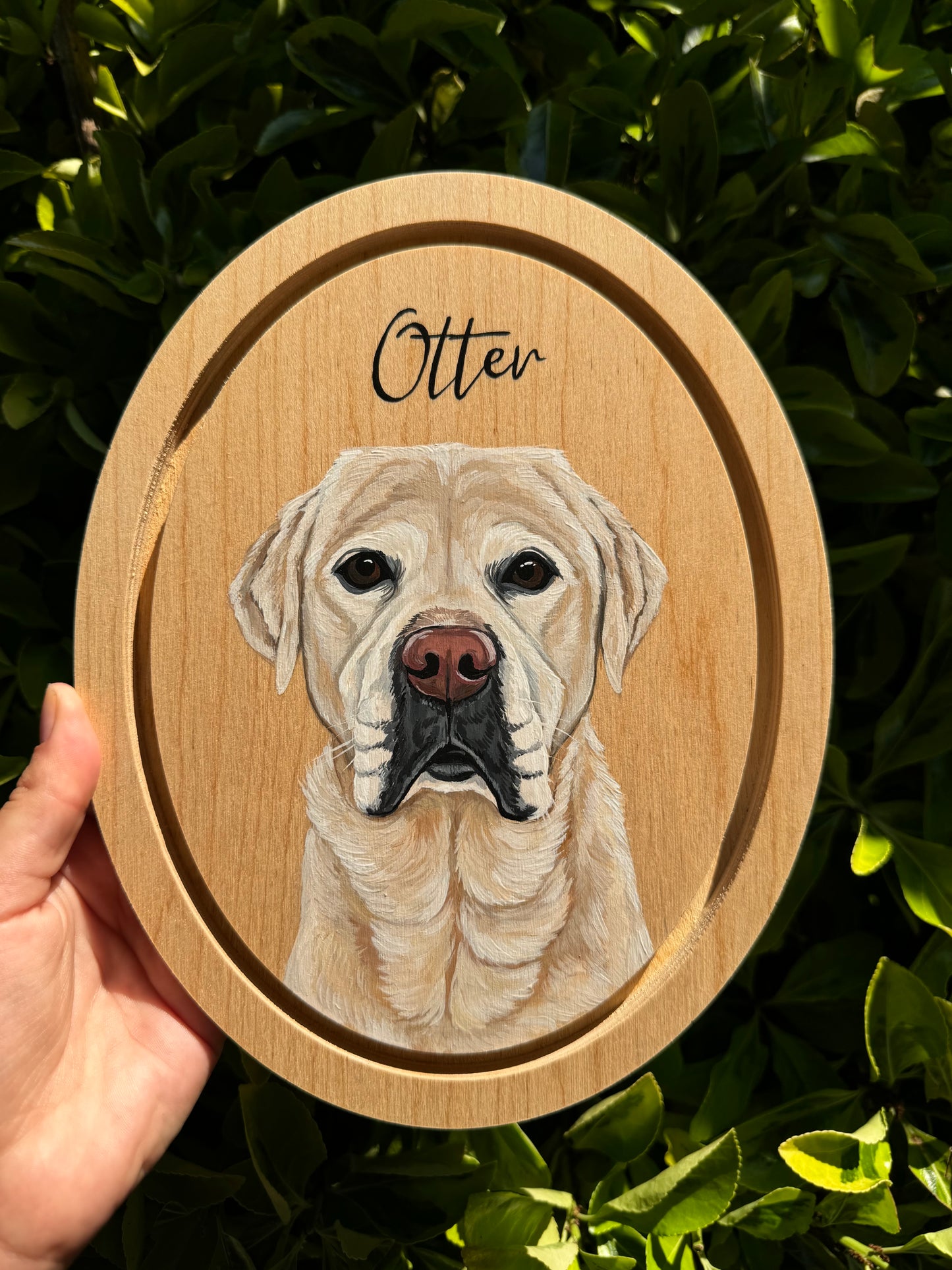 Pawtrait on Oval Wooden Panel with Pre-cut Border