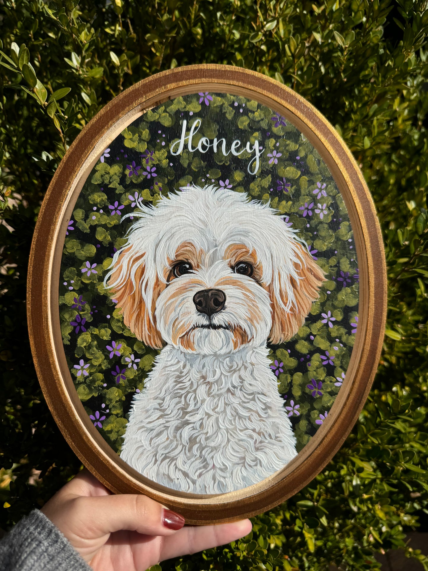Pawtrait on Oval Wooden Panel with Pre-cut Border